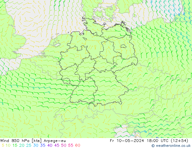 Wind 850 hPa Arpege-eu Fr 10.05.2024 18 UTC