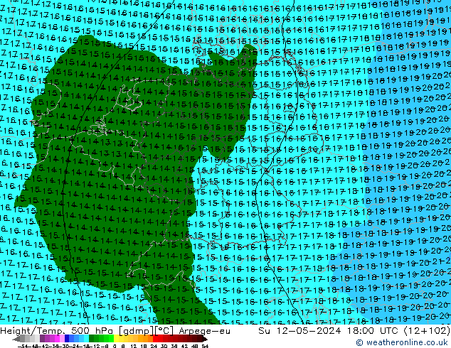 Yükseklik/Sıc. 500 hPa Arpege-eu Paz 12.05.2024 18 UTC