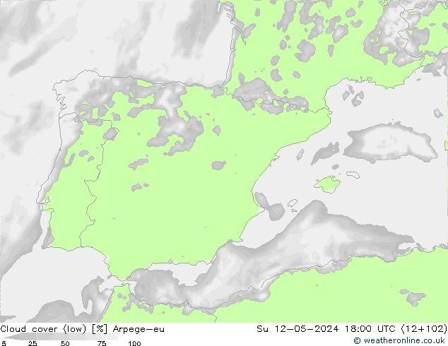 Bulutlar (düşük) Arpege-eu Paz 12.05.2024 18 UTC