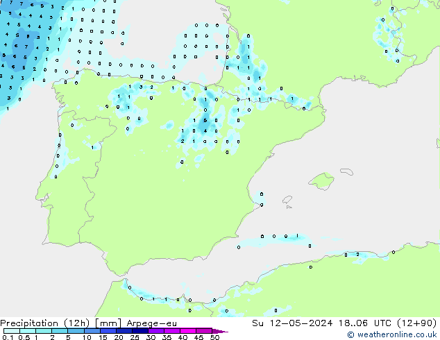 Precipitación (12h) Arpege-eu dom 12.05.2024 06 UTC