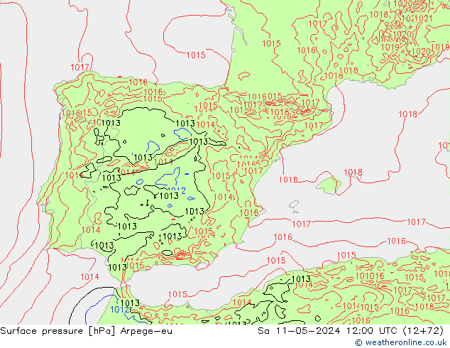 pressão do solo Arpege-eu Sáb 11.05.2024 12 UTC