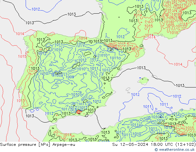 Surface pressure Arpege-eu Su 12.05.2024 18 UTC