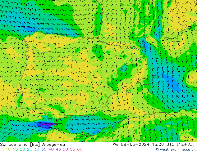 Bodenwind Arpege-eu Mi 08.05.2024 15 UTC