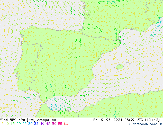Wind 850 hPa Arpege-eu Fr 10.05.2024 06 UTC