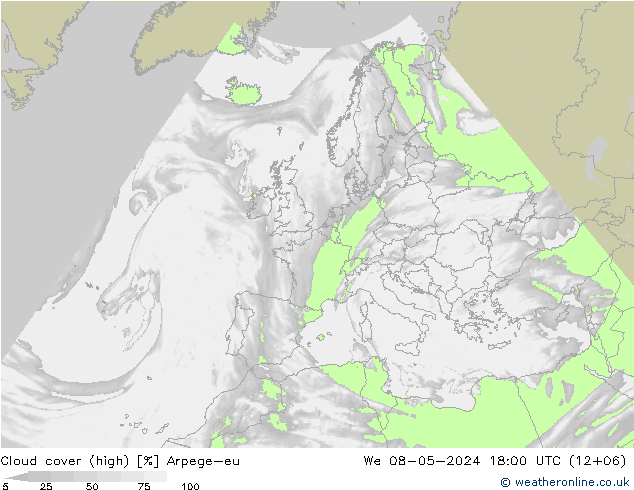 Bewolking (Hoog) Arpege-eu wo 08.05.2024 18 UTC