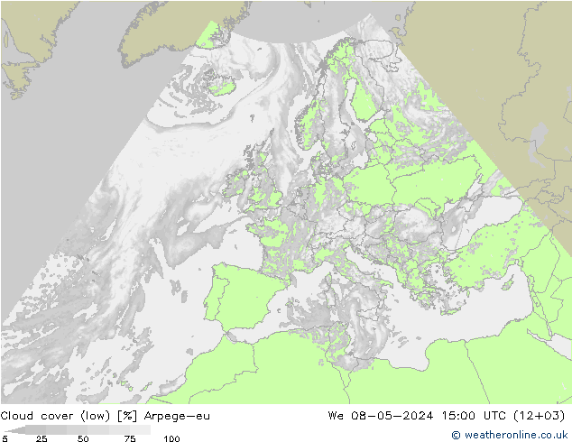 облака (низкий) Arpege-eu ср 08.05.2024 15 UTC
