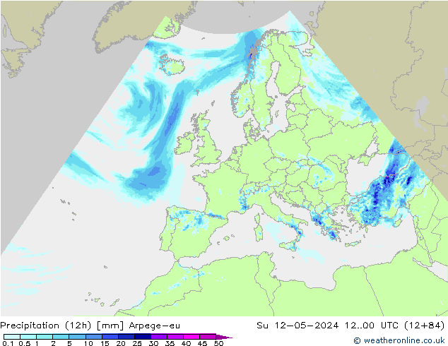 Precipitación (12h) Arpege-eu dom 12.05.2024 00 UTC