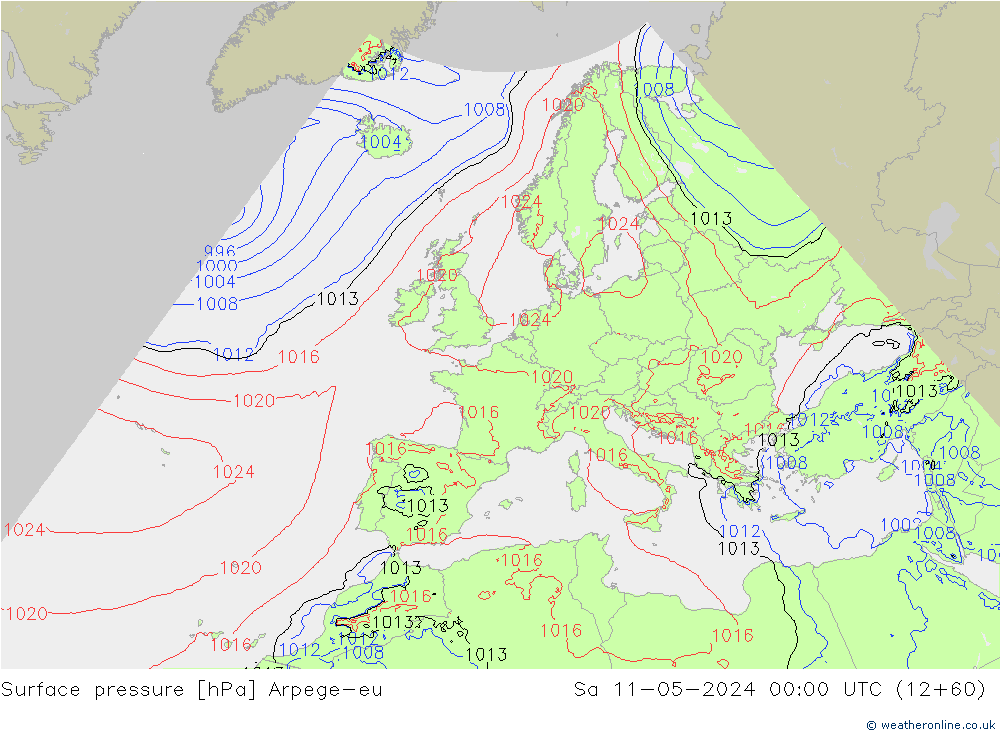 Yer basıncı Arpege-eu Cts 11.05.2024 00 UTC