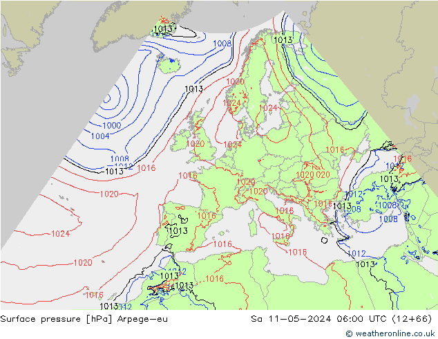 Surface pressure Arpege-eu Sa 11.05.2024 06 UTC