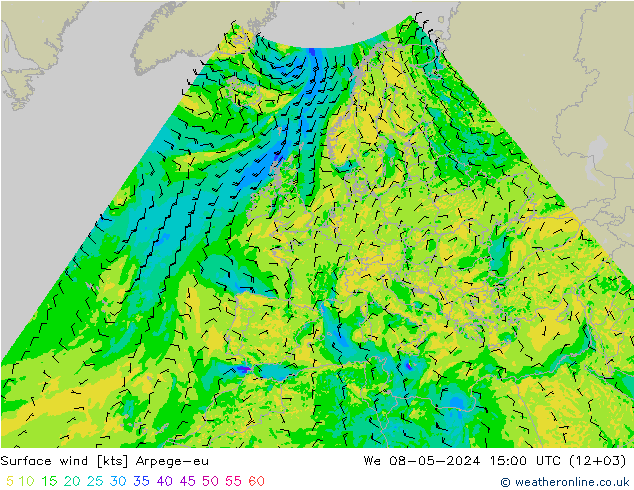 Bodenwind Arpege-eu Mi 08.05.2024 15 UTC