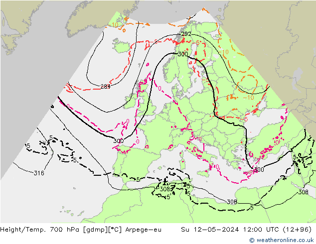 Height/Temp. 700 hPa Arpege-eu Su 12.05.2024 12 UTC