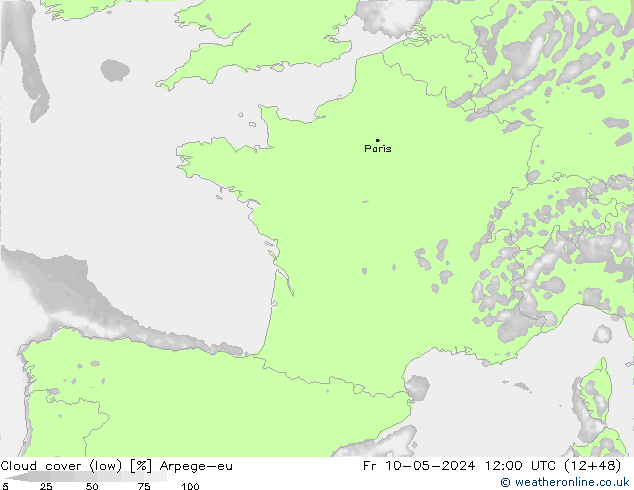 Wolken (tief) Arpege-eu Fr 10.05.2024 12 UTC