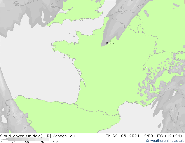 Wolken (mittel) Arpege-eu Do 09.05.2024 12 UTC