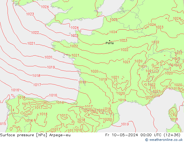 Yer basıncı Arpege-eu Cu 10.05.2024 00 UTC