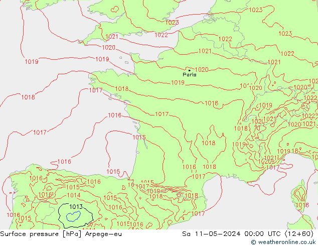 Yer basıncı Arpege-eu Cts 11.05.2024 00 UTC