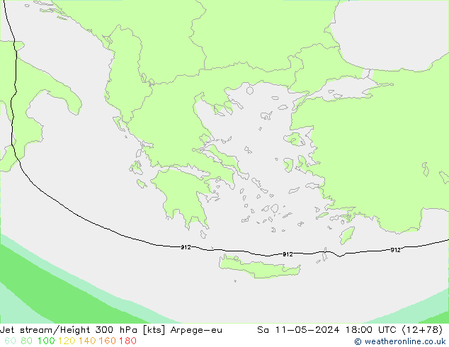 Jet stream Arpege-eu Sáb 11.05.2024 18 UTC