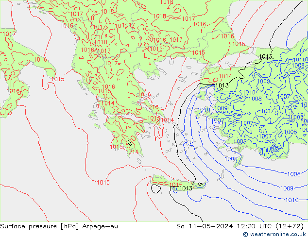 Atmosférický tlak Arpege-eu So 11.05.2024 12 UTC