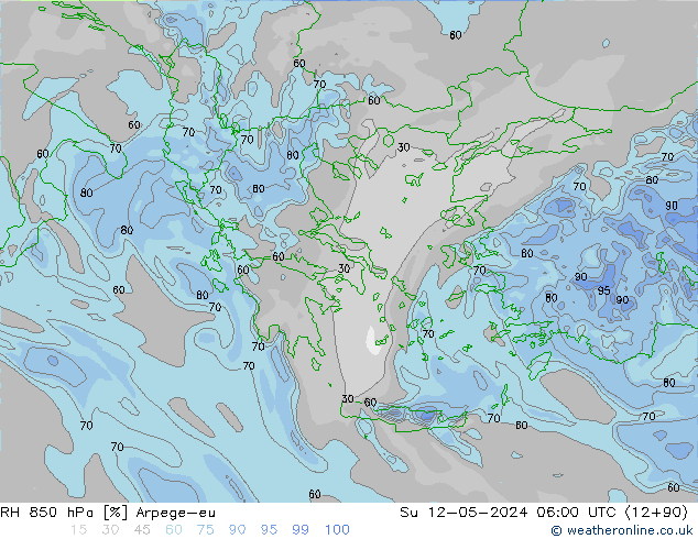 Humidité rel. 850 hPa Arpege-eu dim 12.05.2024 06 UTC