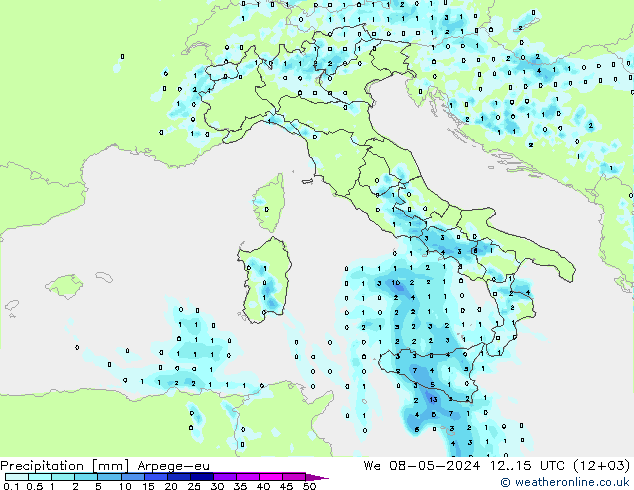 Niederschlag Arpege-eu Mi 08.05.2024 15 UTC