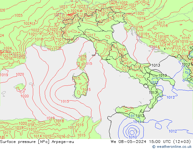 Yer basıncı Arpege-eu Çar 08.05.2024 15 UTC
