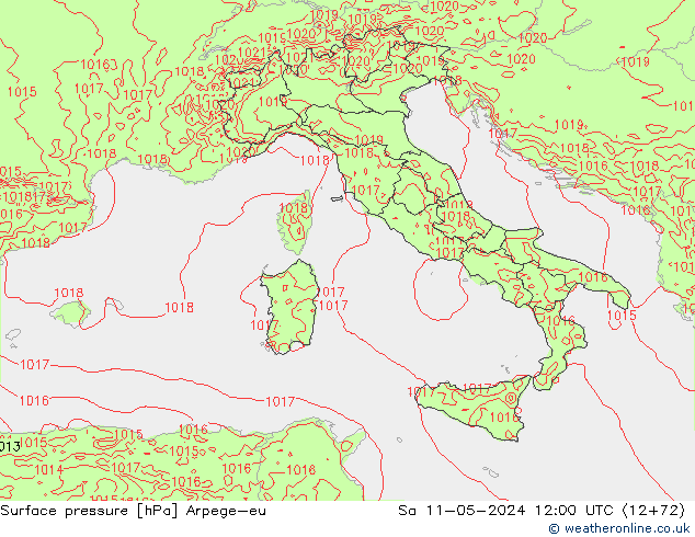 Atmosférický tlak Arpege-eu So 11.05.2024 12 UTC