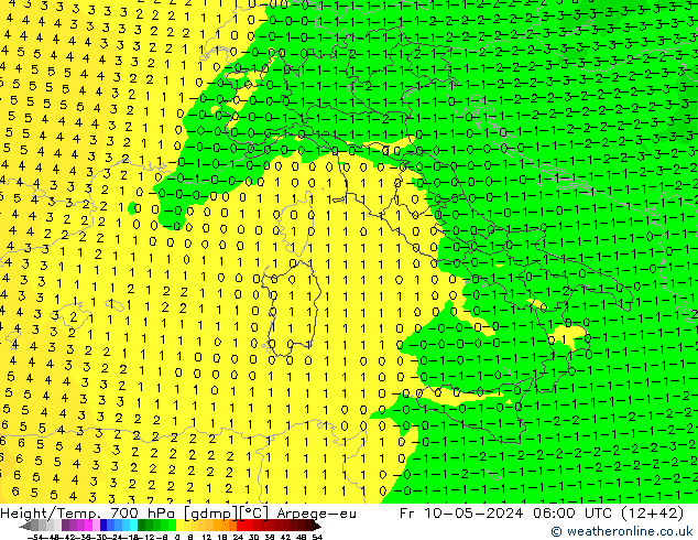 Height/Temp. 700 hPa Arpege-eu ven 10.05.2024 06 UTC