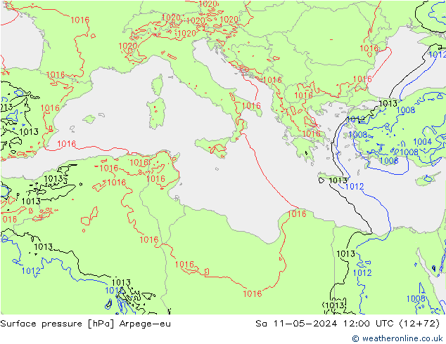 Atmosférický tlak Arpege-eu So 11.05.2024 12 UTC