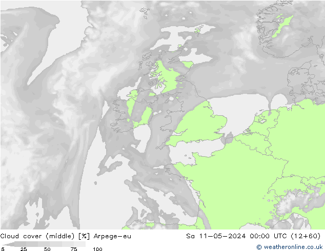 Bewolking (Middelb.) Arpege-eu za 11.05.2024 00 UTC