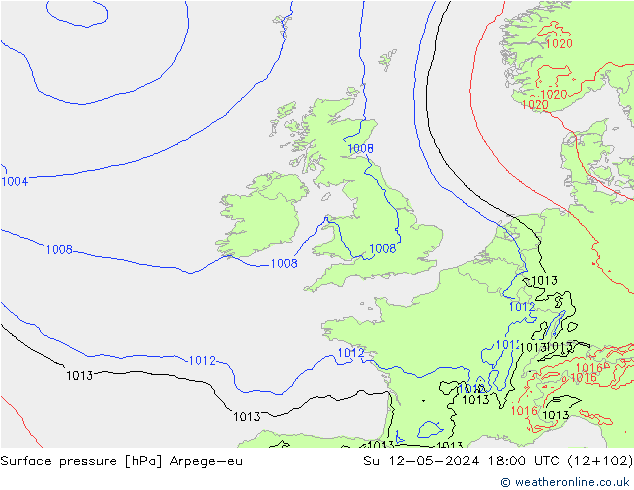 Luchtdruk (Grond) Arpege-eu zo 12.05.2024 18 UTC