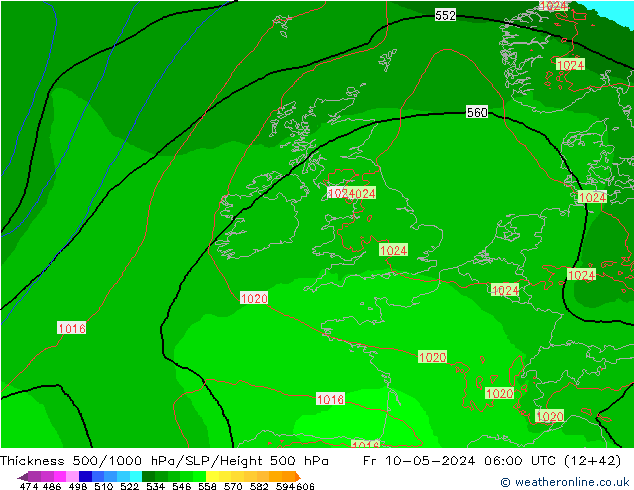 Thck 500-1000hPa Arpege-eu Fr 10.05.2024 06 UTC