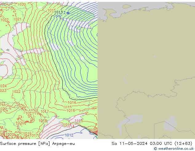 Surface pressure Arpege-eu Sa 11.05.2024 03 UTC