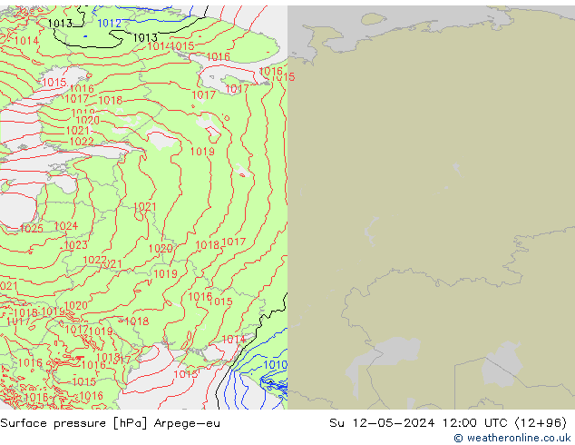 Atmosférický tlak Arpege-eu Ne 12.05.2024 12 UTC