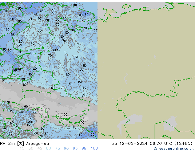 RH 2m Arpege-eu  12.05.2024 06 UTC
