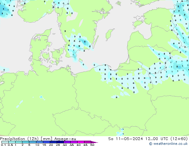 Precipitazione (12h) Arpege-eu sab 11.05.2024 00 UTC