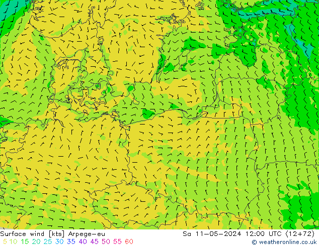 ветер 10 m Arpege-eu сб 11.05.2024 12 UTC