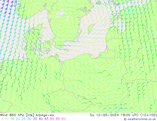Wind 850 hPa Arpege-eu Ne 12.05.2024 18 UTC