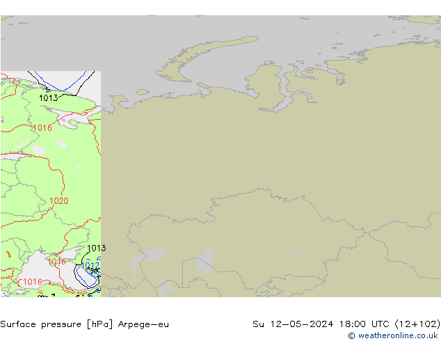 Presión superficial Arpege-eu dom 12.05.2024 18 UTC