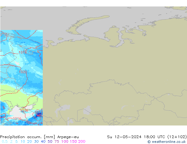 Precipitation accum. Arpege-eu Ne 12.05.2024 18 UTC