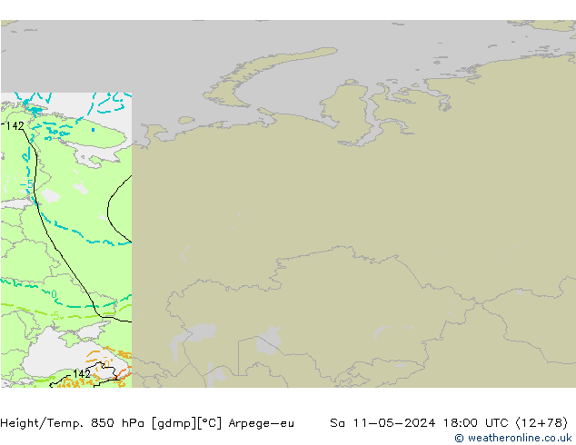 Height/Temp. 850 hPa Arpege-eu Sa 11.05.2024 18 UTC