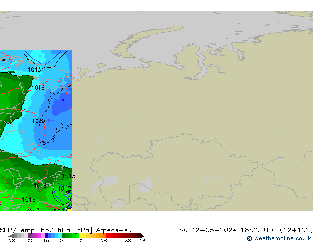SLP/Temp. 850 hPa Arpege-eu Su 12.05.2024 18 UTC