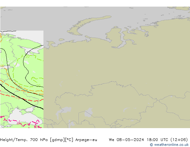 Height/Temp. 700 hPa Arpege-eu We 08.05.2024 18 UTC