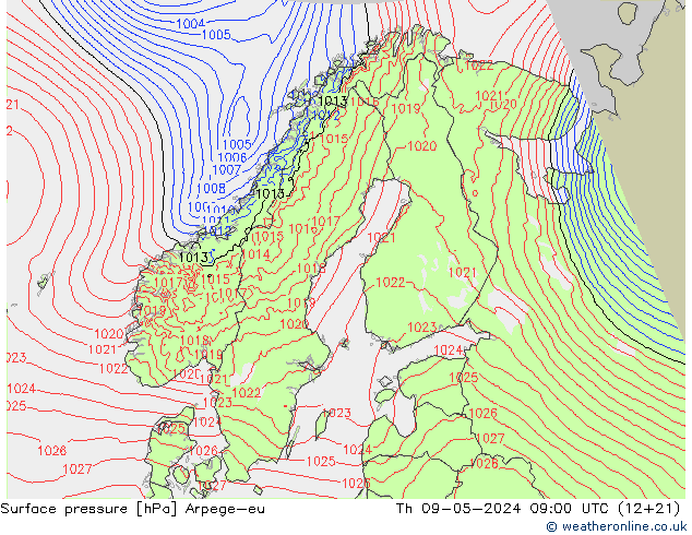 ciśnienie Arpege-eu czw. 09.05.2024 09 UTC