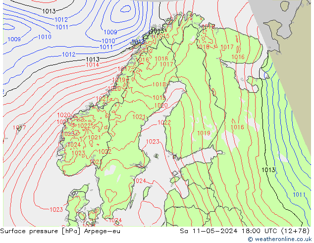 pression de l'air Arpege-eu sam 11.05.2024 18 UTC