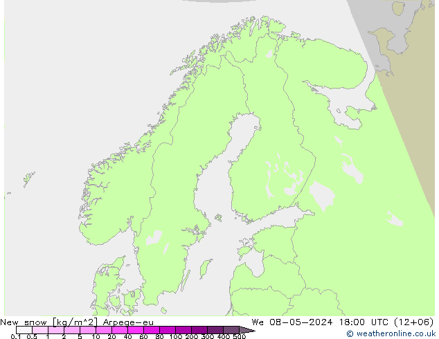 Neuschnee Arpege-eu Mi 08.05.2024 18 UTC