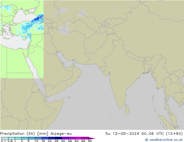 Precipitación (6h) Arpege-eu dom 12.05.2024 06 UTC