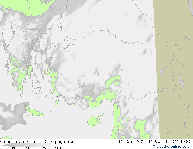 Bewolking (Hoog) Arpege-eu za 11.05.2024 12 UTC