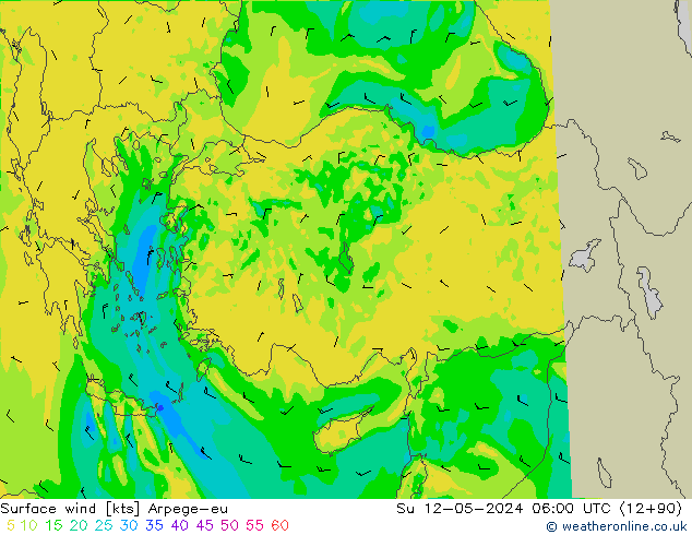 Wind 10 m Arpege-eu zo 12.05.2024 06 UTC