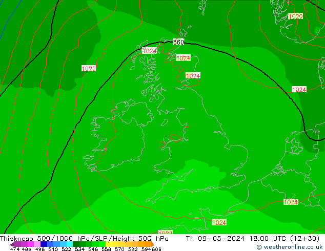 Thck 500-1000hPa Arpege-eu Th 09.05.2024 18 UTC