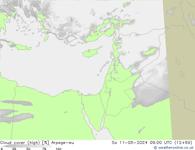 облака (средний) Arpege-eu сб 11.05.2024 09 UTC