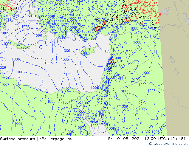 Presión superficial Arpege-eu vie 10.05.2024 12 UTC